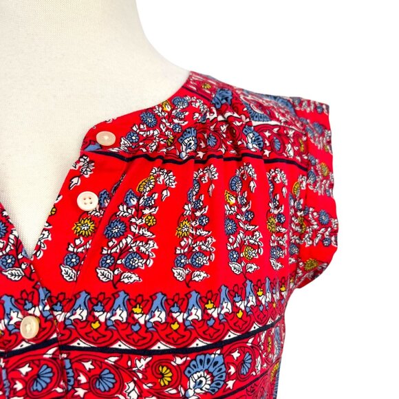 Ann Taylor Loft Paisley Print Sleeveless Dress Red Blue Size Small - Picture 3 of 12